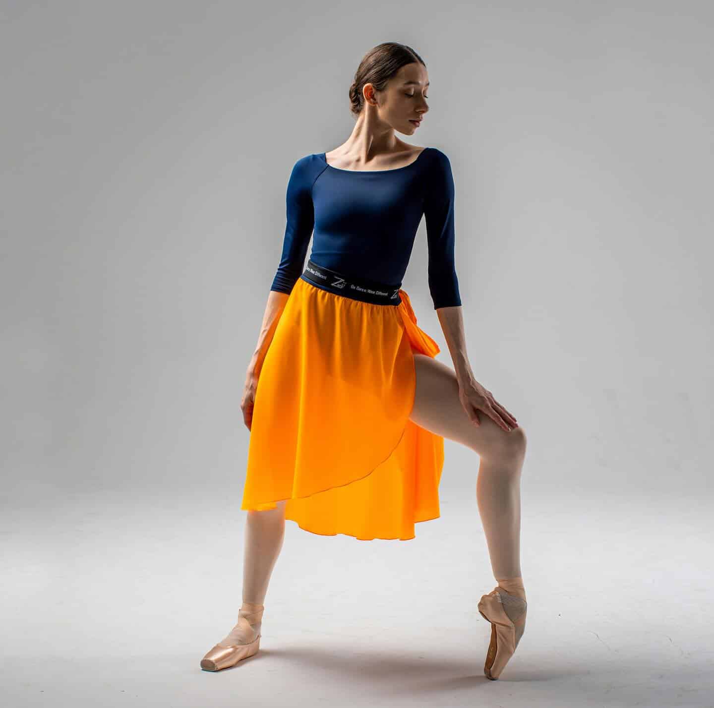 Jupe Portefeuille Asymétrique Zidans Orange