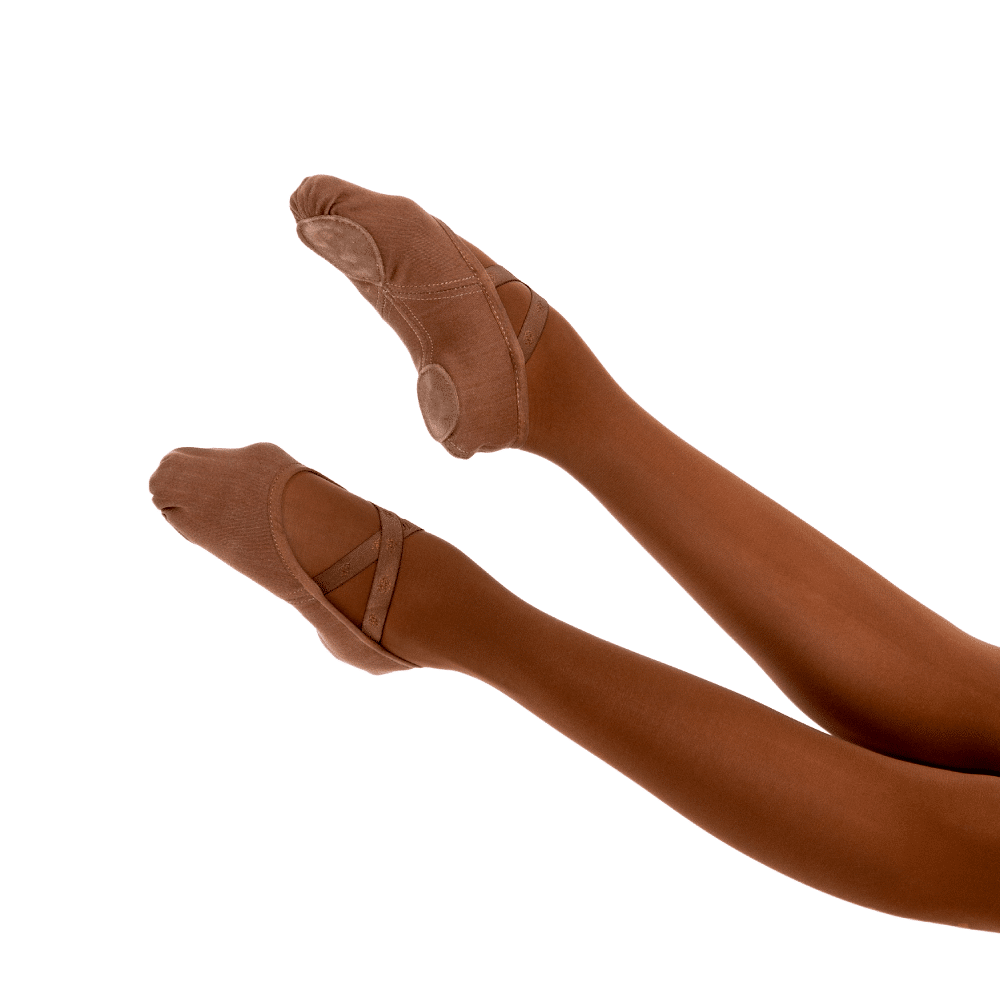 Demi-Pointe Bi-Semelles Toile Stretch Cacao